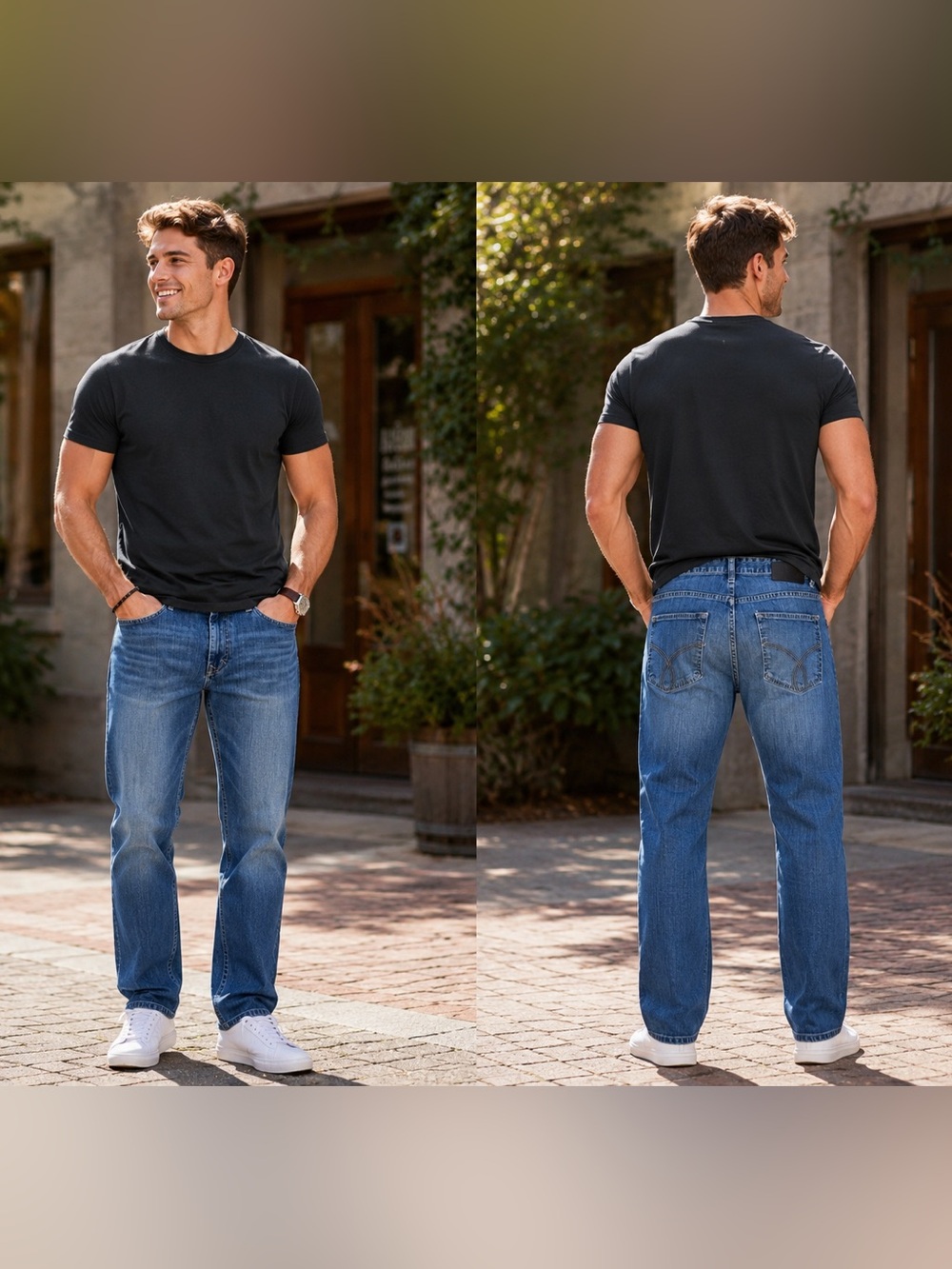 Calvin Klein Jeans Men’s Straight Jeans in Medium Blue